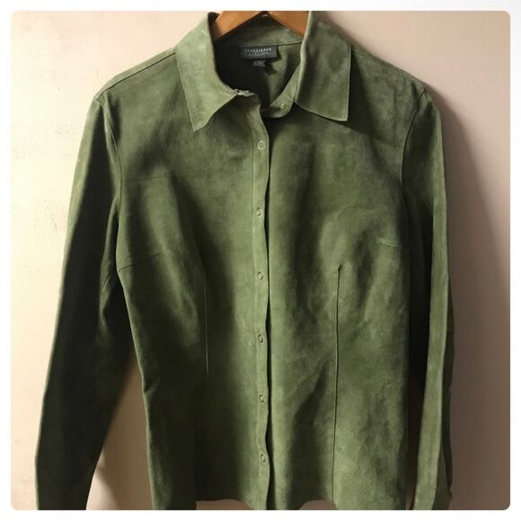 Classiques Entiér Light Olive Green Suede Leather Jacket - Picture 2 of 4